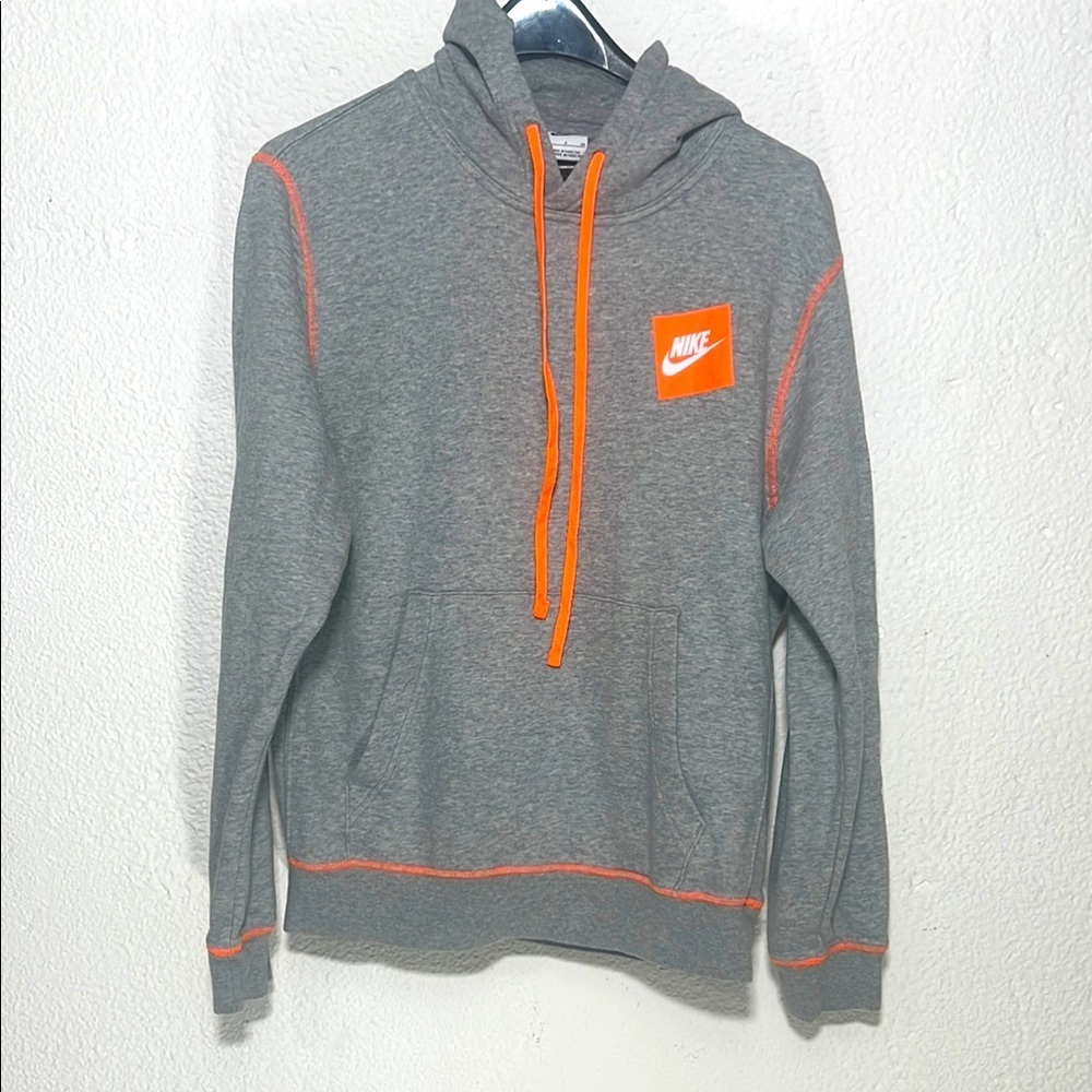 Nike Gray Hoodie with Orange Accents